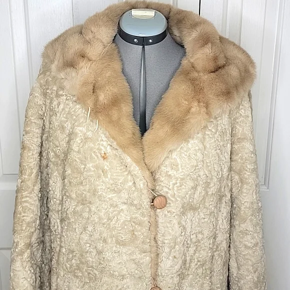 Sportowne Tan Faux Fur Coat Size 10 Vintage - Picture 3 of 10